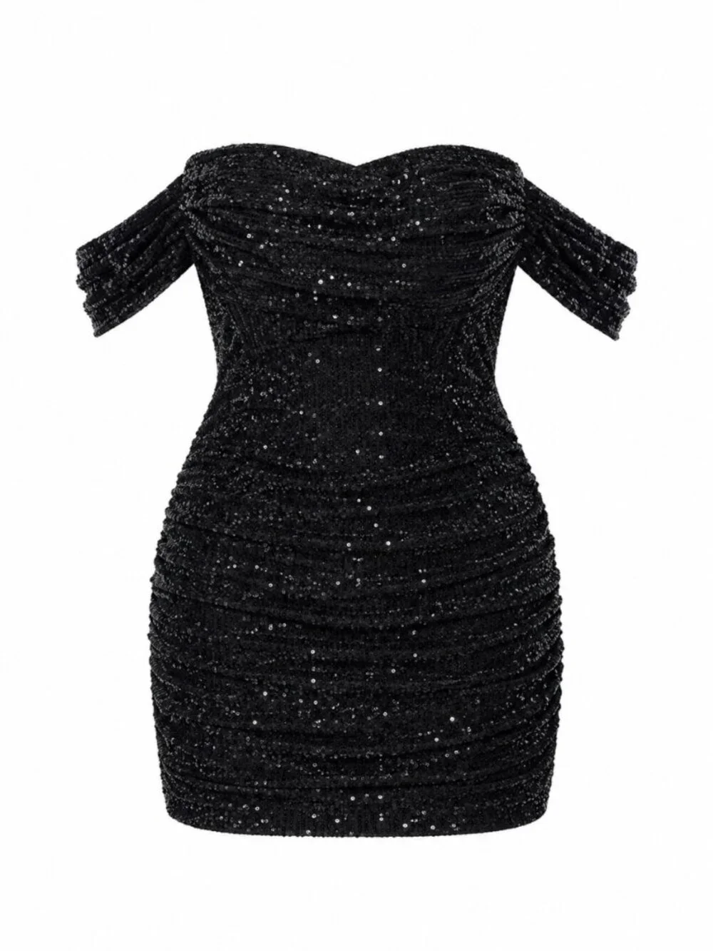black glitter dress pretty little thing PrettyLittleThing | Dresses | 23 Prettylittlething Sequin Ruched Mini Size Us 6 Bodycon dress
